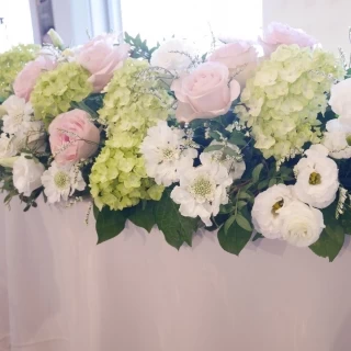 高砂にはお花いっぱいにしてもらいました
