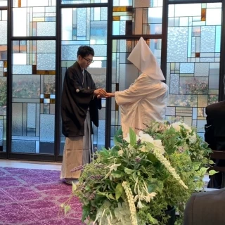 和装人前式指輪交換