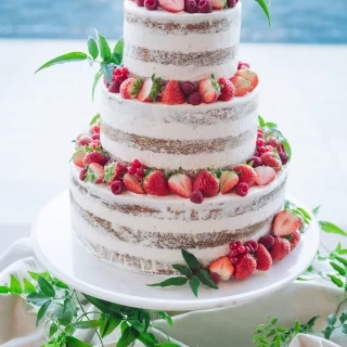 クリスマス感のあるいちごのネイキッドケーキ
