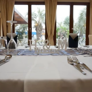 ココスヤシが見えるガーデンテラス席にて