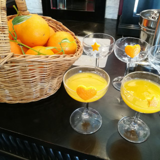 ウェルカムパーティー時のオレンジジュース（下見）