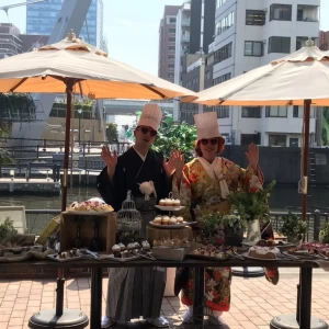 テラスで、デザートブッフェのサプライズ|527354さんの8G Horie RiverTerrace Wedding（ウエディング取扱終了）の写真(750749)