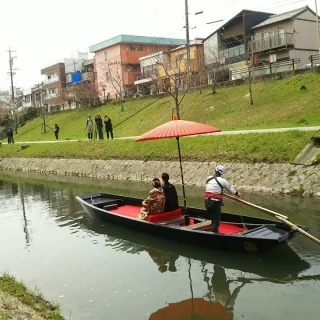 前撮りの和舟コースにて。