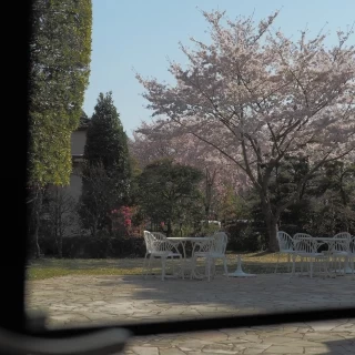 ブライズルームから披露宴側のガーデンを望む