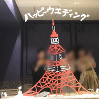 化粧室の鏡に東京タワーをスタッフさんが描いて下さいました。