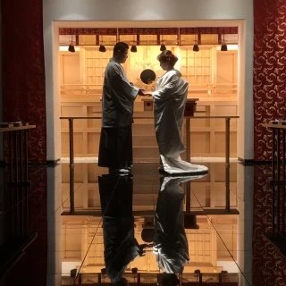 和装婚でしたので神殿での前撮りです