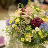緑と小花で春の森をイメージ
パールの隠れミッキーを入れた