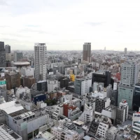 会場からの景色、大阪が一望