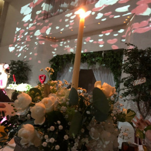 キャンドルサービスとテーブル装花|536803さんのアリラガーデンリゾート（ALILAGARDEN RESORT）（営業終了）の写真(810541)