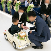 挙式でのリングボーイの演出。
車はレンタル可能です。