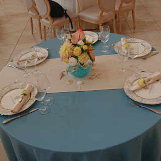 ブルーのテーブルクロス、綺麗でしたよ！