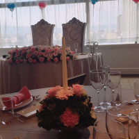 ゲストテーブル装花とキャンドル