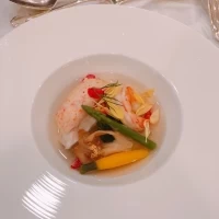 真鯛とカニムースのマリアージュ スープ仕立て