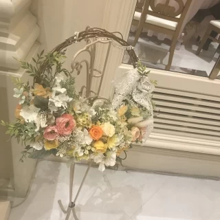 ブーケのかわりにリース。おしゃれでした。