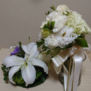 ゲーストのテーブルの装花とブーケ|541830さんの大阪城西の丸庭園 大阪迎賓館の写真(845498)