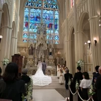 階段にベールが広がる