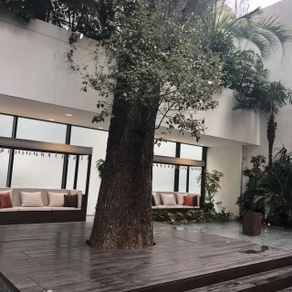 バリ会場横のテラス、デザートブュッフェ等可能らしいです。