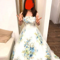 カラードレス　花柄青　+¥40000