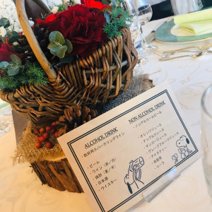 テーブル装花とドリンクメニュー|550810さんのグランシェル・ルミエール （GRAND-CIELグループ）（営業終了）の写真(919711)