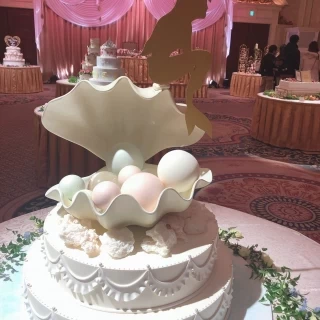 アリエルのケーキで貝が大きくて可愛い。