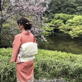 庭園には桜が綺麗に咲いていました。