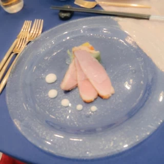鴨胸肉のローストクリアなジュレとうふのクリーム