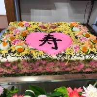 ちらし寿司ケーキ入刀