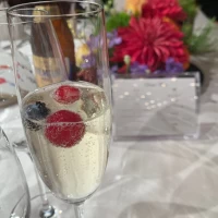 乾杯酒に追加でベリーを。くるくる回って可愛い！