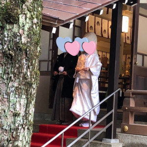 ペーパーシャワーをする通り道|557436さんの湊川神社 楠公会館の写真(983049)