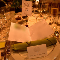 テーブルは緑色を基調としたナチュラルなコーディネートでした。
