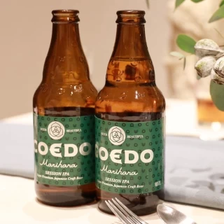 乾杯酒のコエドビール。ラベルが会場に映えました