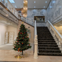 挙式後にこの階段でフラワーシャワーをしました。