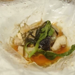 見学で試食した魚のホイル蒸し