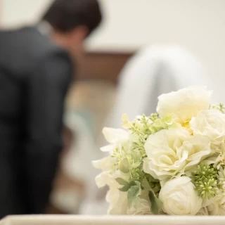 式前の控室で（新郎新婦　同室）