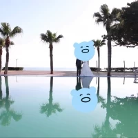 挙式まで敷地内のいろんなロケーションで写真を撮りました