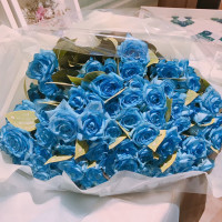 ブルーのブーケ。会場にぴったりの装花です