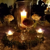 テーブルの装花。キャンドルが綺麗でした。