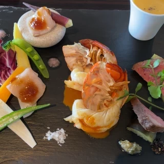 オマール海老と牛肉