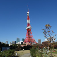 神殿の外からの東京タワー