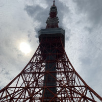建物の前で東京タワーを見上げるとこのような位置感でした。