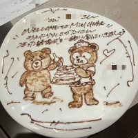 チョコレートで描いて頂いた。イラストなども得意。