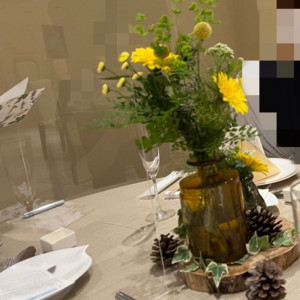 ゲストテーブルのお花|580980さんのマリーゴールド山口の写真(1428960)