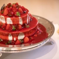 希望通りのベリーたっぷりのケーキ。いちごのドリップソース。