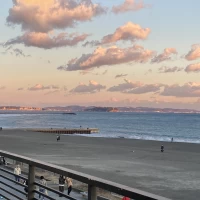 屋外から景色です。江ノ島が見えます。
