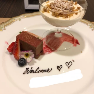メッセージ付きのデザート