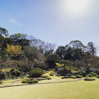 小川治兵衛の庭園は芝がヒールでも歩きやすいです。