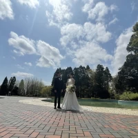 特別にプール前での写真