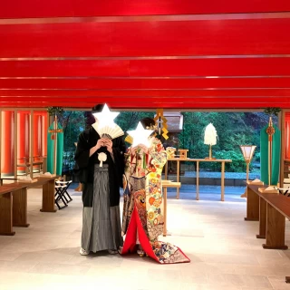 宴後撮影は神前式会場で撮影