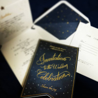 招待状もピアリーで星のテーマに沿ったものにしました。