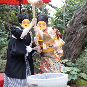 和庭園でお餅つき|589346さんの神戸北野ハンター迎賓館の写真(1232485)